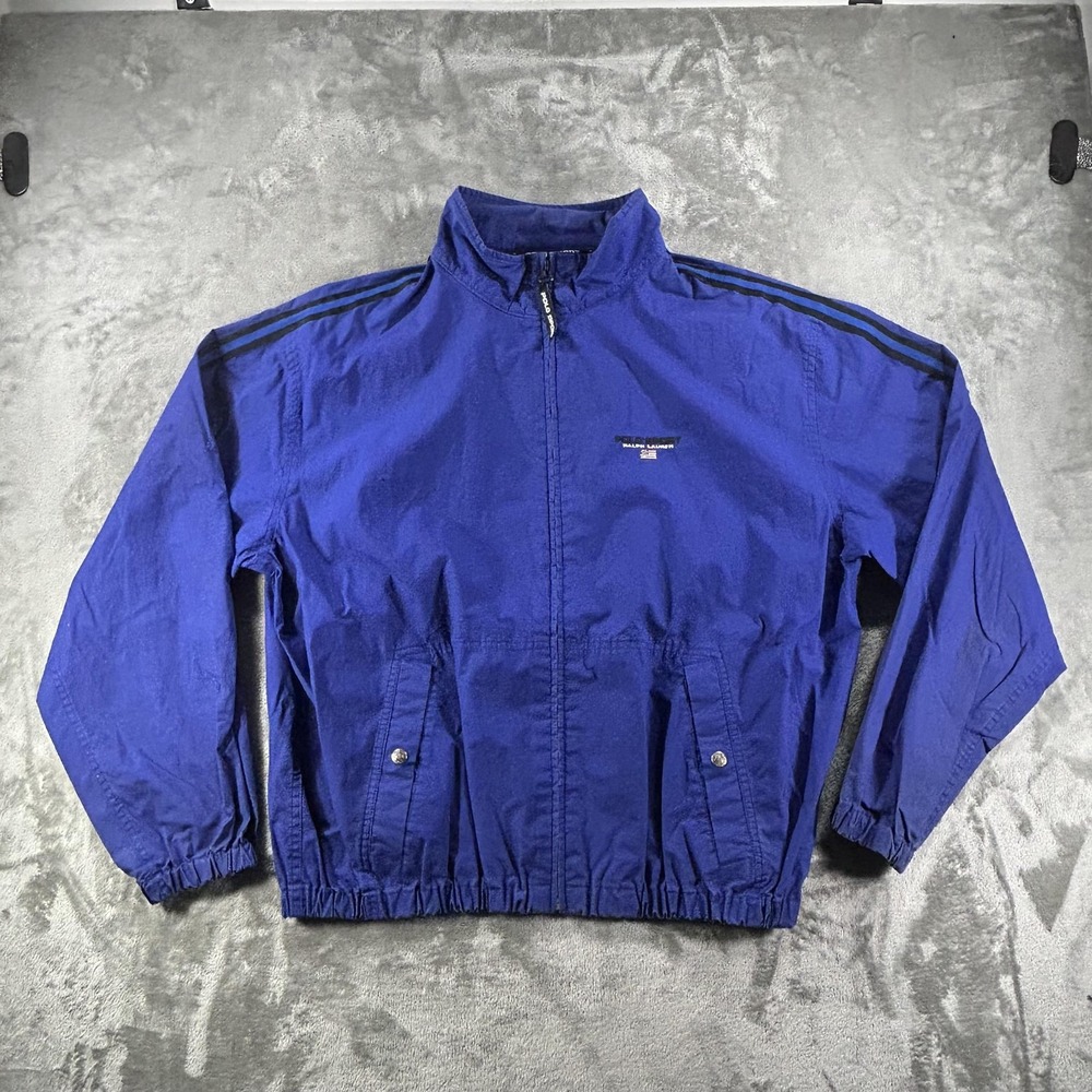 Polo Sport Ralph Lauren Jacket Mens XL Blue Stripe Full Zip Track Windbreaker